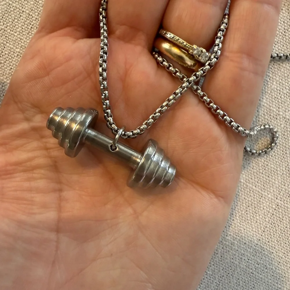 Men’s Silver Dumbbell Pendant Necklace